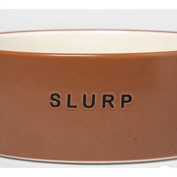 Ceramic Dog Water Bowl - Brown - 4 cups - Boots & Barkley - Picture 2 of 3